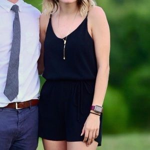 Target Ribbed Silky Romper XS Black Spaghetti Strap